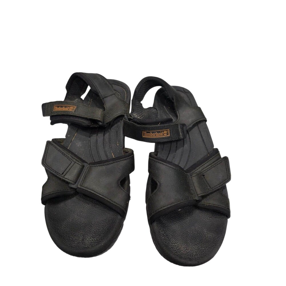 Timberland Sport Sandals Black Leather Athletic Mens US 10.5 Adjustable Straps